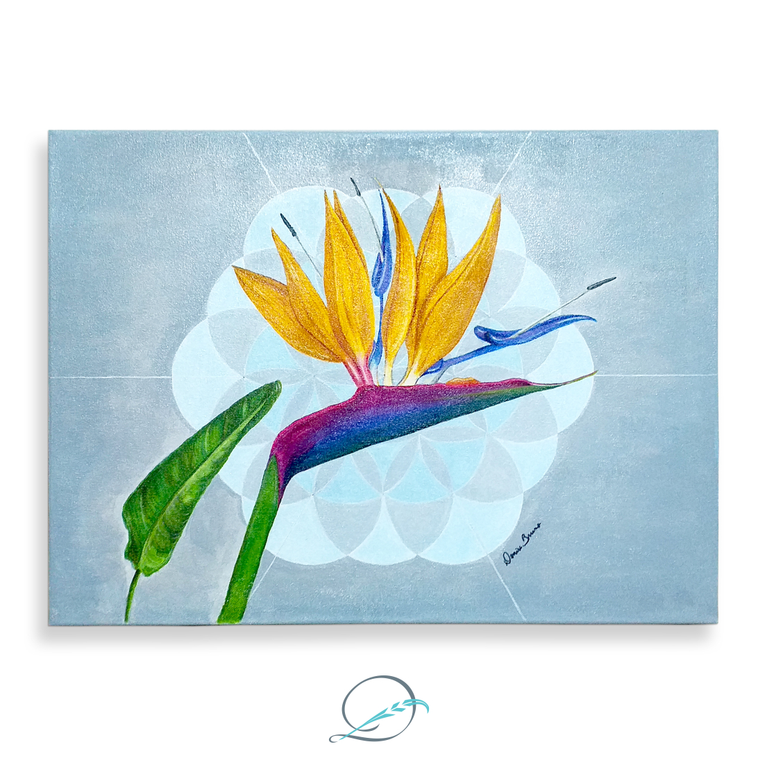 Obra original “Strelitzia e a flor da vida”